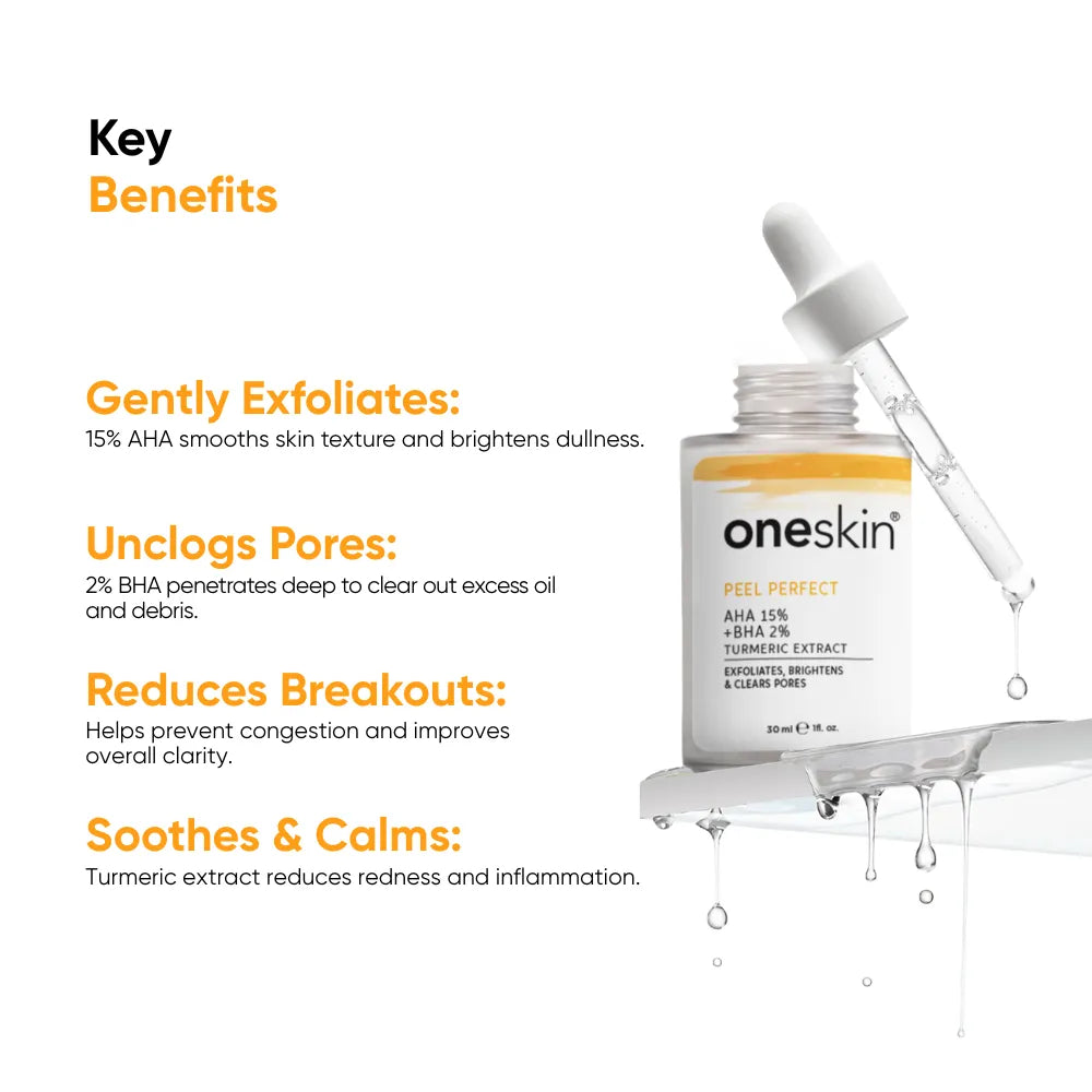 One Skin Peel Perfect AHA 15% + BHA 2%, Turmeric Extract 30ml