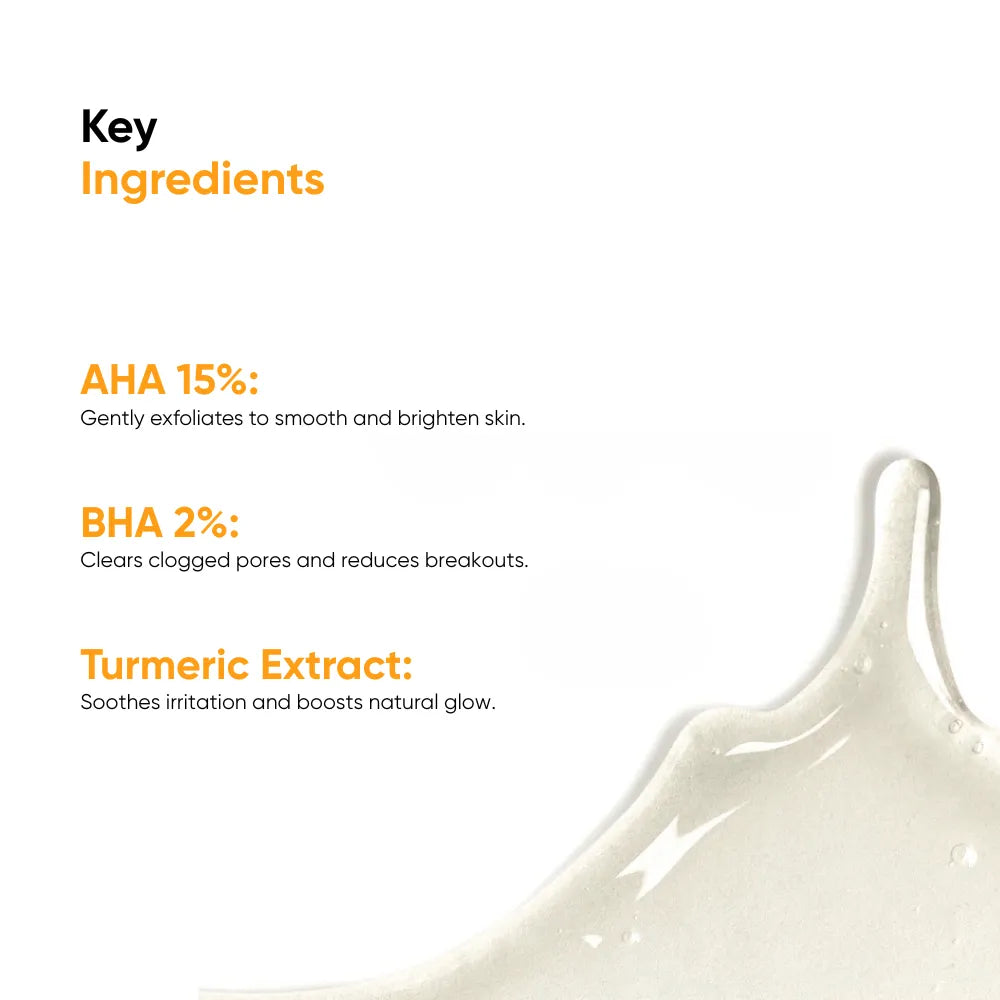 One Skin Peel Perfect AHA 15% + BHA 2%, Turmeric Extract 30ml